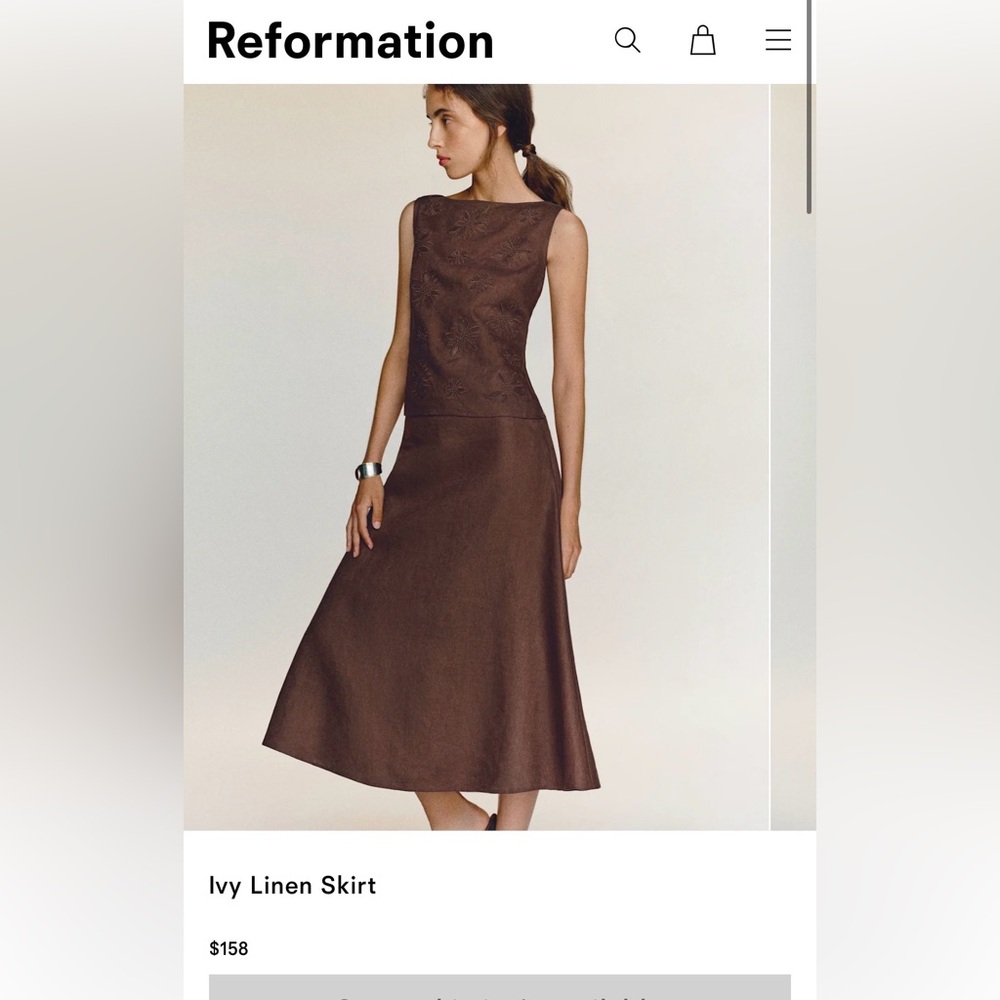 NWT Ivy Linen Skirt Reformation